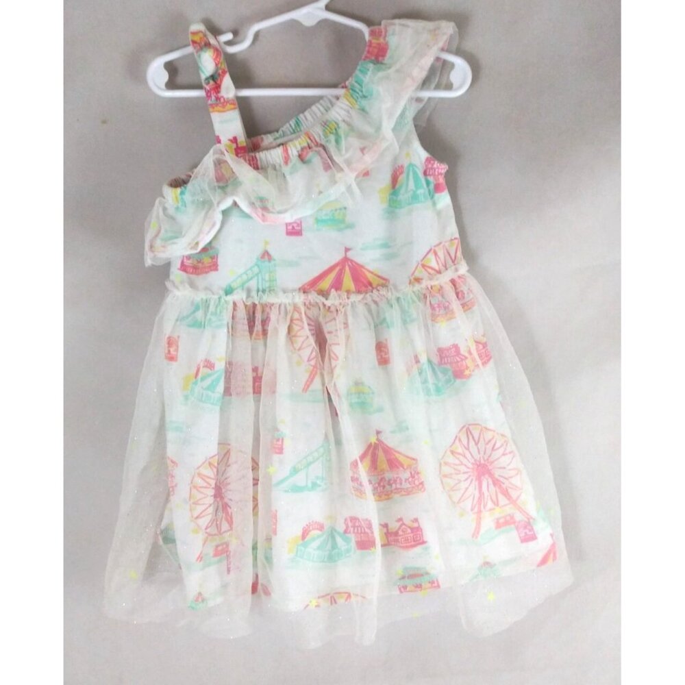 Genuine Kids Oshkosh Glow In The Dark Carnival Print Dress Girls Size 4T
